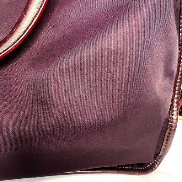 MZ Wallace Burgundy Nylon Leather Trim Satchel Crossbody Bag Lightweight Tote - Picture 12 of 14